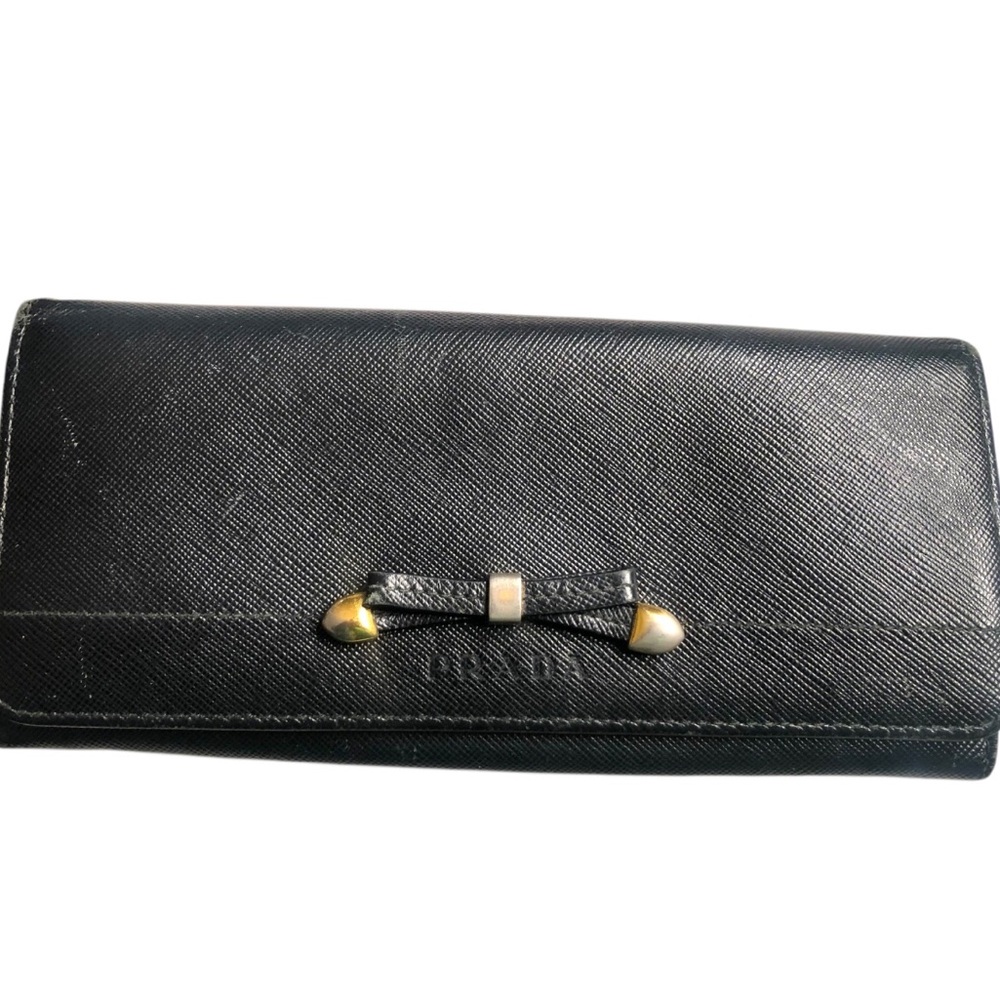 Prada Saffiano Leather, Bow Accent Wallet